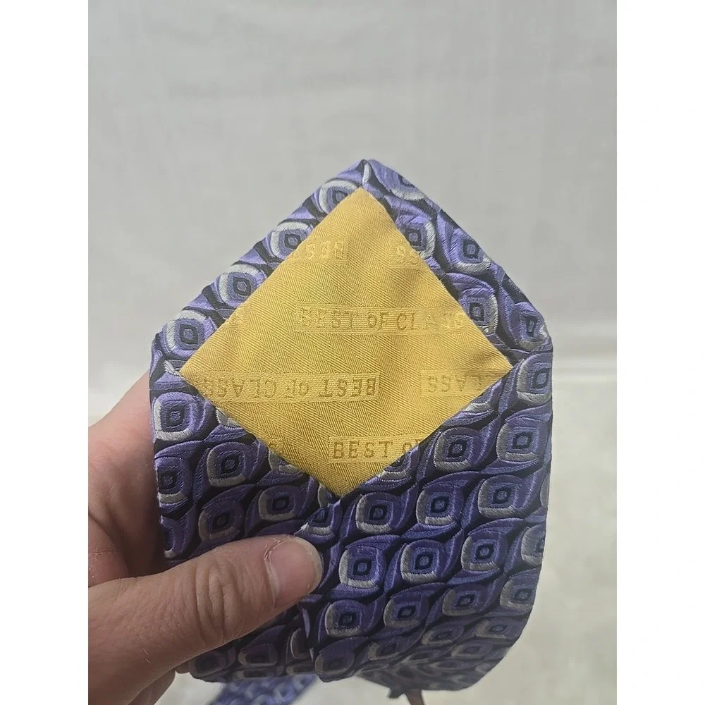 Robert Talbott Men's Silk Tie Purple Medallion Geometric‎ Print Made In USA